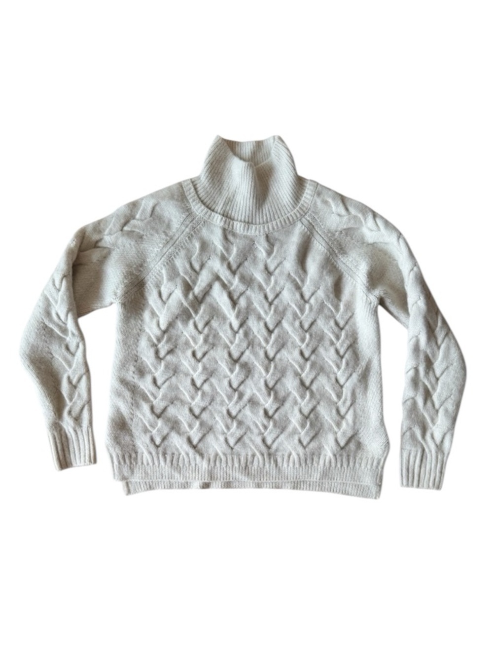 DUFFY Merino Wool Alpaca Cream Turtleneck Sweater Small Cozy Apres Ski Winter